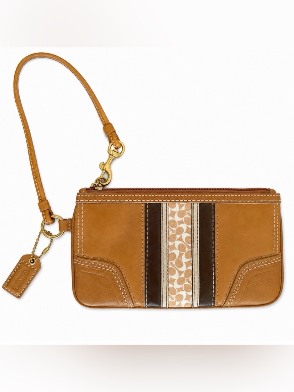 COACH ✨Y2K✨ Tan Leather Patchwork Wristlet